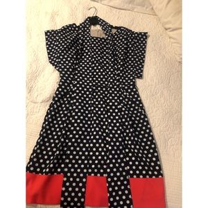 Polka dot dress (Navy blue and Coral) size 6
